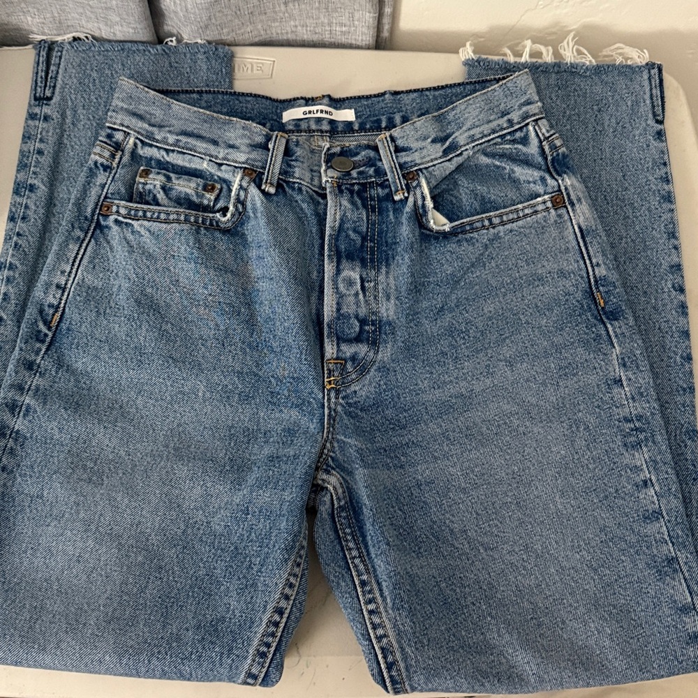GRLFRND Karolina Frayed High-Rise Skinny Jeans